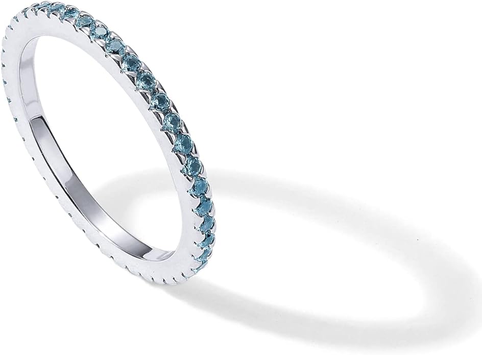 PAVOI 14K Gold Plated Sterling Silver Colored CZ Stones Stackable Ring | Simulated Diamond Eternity Bands for Women