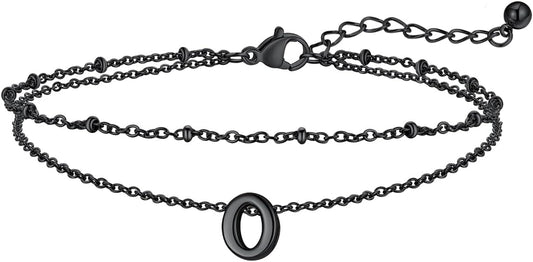 FaithHeart Initial Ankle Bracelets for Women, Waterproof 14k Gold Plated Initial Anklets Non Tarnish Stainless Steel Layered Anklet Summer Beach Foot Jewelry