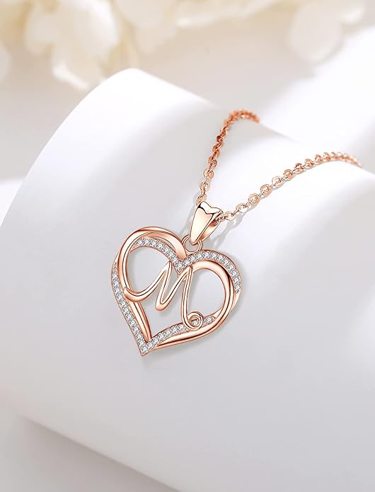 INFUSEU Unique Initial Necklaces for Women Girls Small Heart Letter Jewelry, Meaningful Personalized Gifts