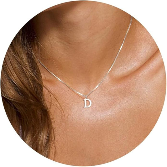 Foxgirl Gold Initial Necklaces for Women, Dainty Gold Letter Necklace Tiny A-Z Pendant Choker Necklace Trendy Cute Personalized Monogram Name Necklace Gold Jewelry Necklace for Women Gift