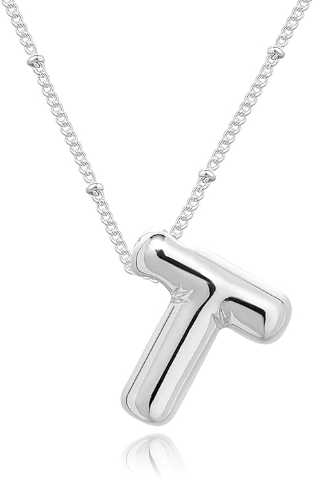 Initial Necklaces for Women, 14k Gold Plated Bubble Letter Necklace Chunky Gold Necklace Dainty Charm Initial Necklaces for Women Trendy Custom Preppy Stocking Stuff Necklace Christmas Gifts