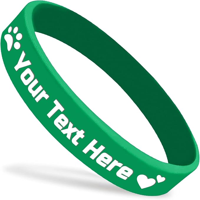 Custom Silicone Wristbands Bulk 1/5/25/50/100/200 PCS Personalized Rubber Bracelets Wristbands for Events,Support, Fundraisers, Motivation, Awareness(Green)