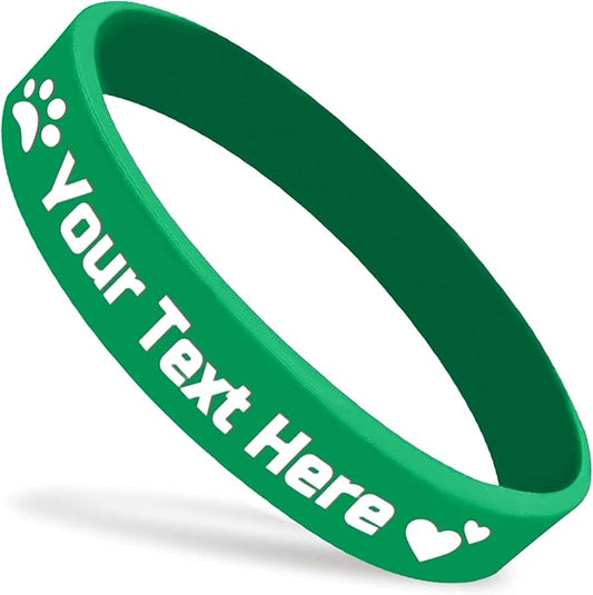 Custom Silicone Wristbands Bulk 1/5/25/50/100/200 PCS Personalized Rubber Bracelets Wristbands for Events,Support, Fundraisers, Motivation, Awareness(Green)