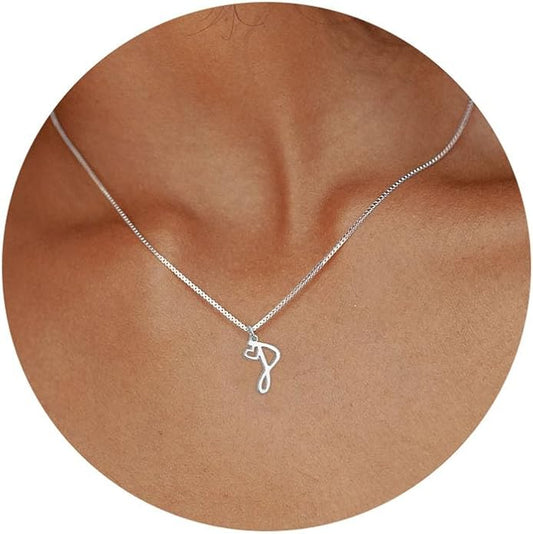 Initial Necklaces for Women Trendy, Dainty Silver Letter Necklace Cute Pendant Choker Name Necklace Personalized Costume Monogram Silver Jewelry Necklace for Women Valentines Gifts