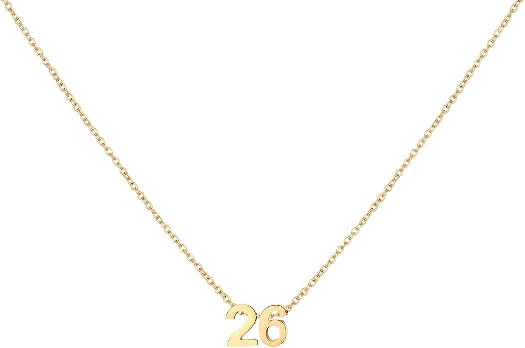 Number Necklace for Women Dainty 18K Gold Plated Pendant Necklace Charm Birth Month Personalized Jewelry Birthday Gift