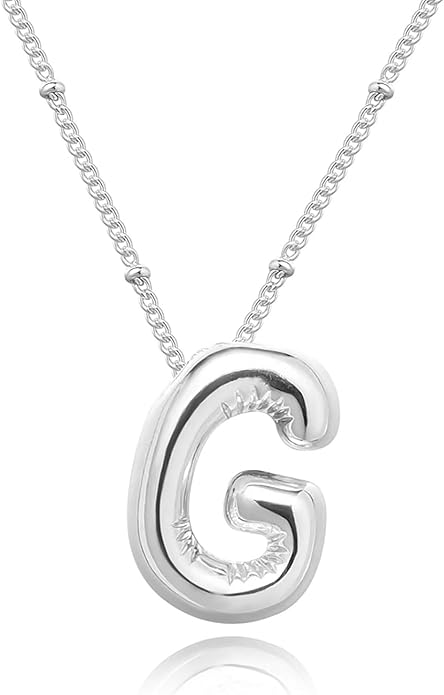 Initial Necklaces for Women, 14k Gold Plated Bubble Letter Necklace Chunky Gold Necklace Dainty Charm Initial Necklaces for Women Trendy Custom Preppy Stocking Stuff Necklace Christmas Gifts