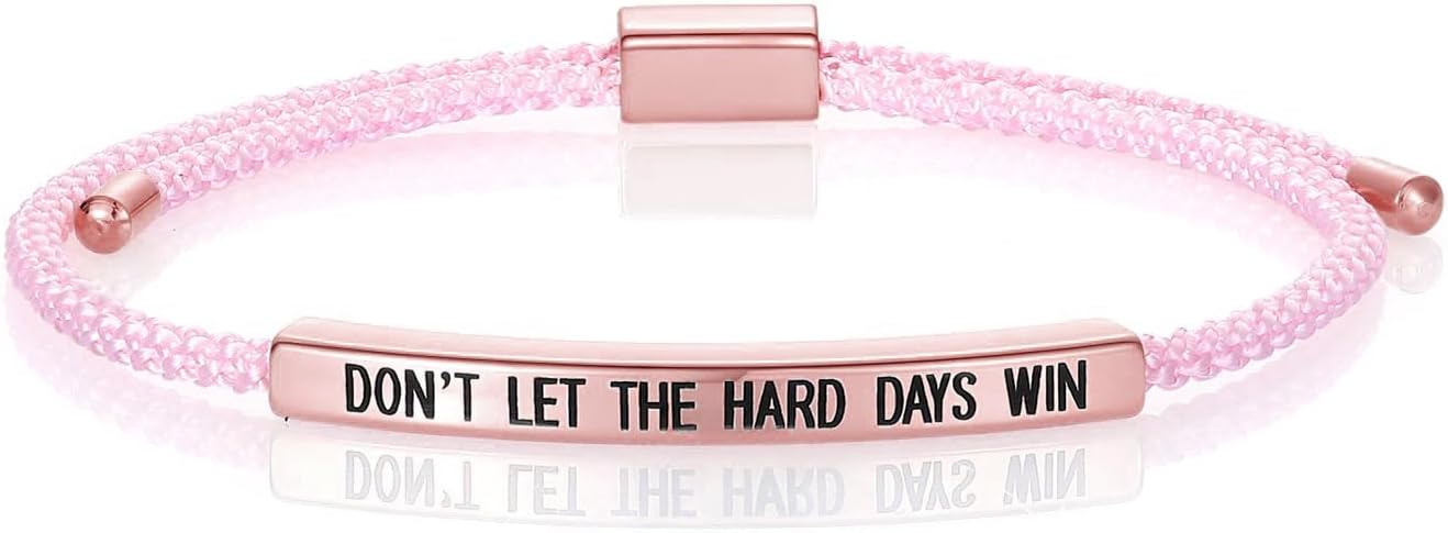 KHKINDPRO Dont Let The Hard Days Win Bracelet for Women Men, Handmade Braided Adjustable Wrap Stainless Steel To My Daughter/Best Friend Inspirational Gifts Ladies Jewelry