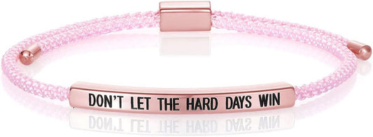 KHKINDPRO Dont Let The Hard Days Win Bracelet for Women Men, Handmade Braided Adjustable Wrap Stainless Steel To My Daughter/Best Friend Inspirational Gifts Ladies Jewelry