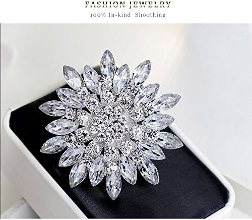 Rhinestone Sunflower Brooch for Women Sparkling Cubic Zirconia Flower Brooch Pin Elegant Large Crystal Floral Lapel Pin Dainty Clothing Hat Bag Accessories Christmas Wedding Bridal Birthday Jewelry