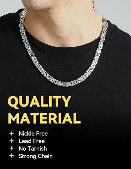 ChainsHouse Flat Byzantine Link Necklace for Men 6mm/8mm/10mm Width, 18K Gold Plated/Stainless Steel Black Byzantine Chain Necklaces, 18" 20" 22" 24" 26" 28" 30" Length, with Gift Box