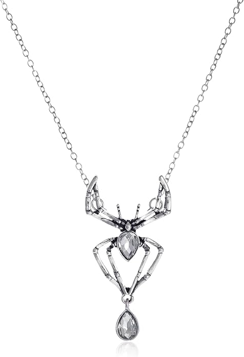 MIFYNN Vintage Gothic Spider Necklace Halloween Crystal Spider Pendant Necklace Punk Style Reptile Animal Jewelry for Woman
