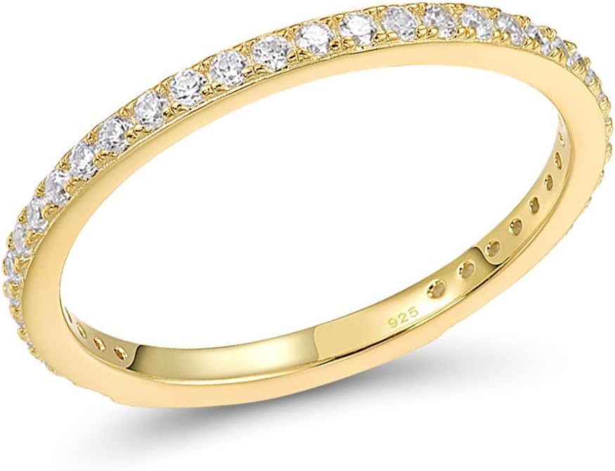 Santuzza 925 Sterling Silver Stackable Ring Engagement Wedding Band Stacking Ring for Women