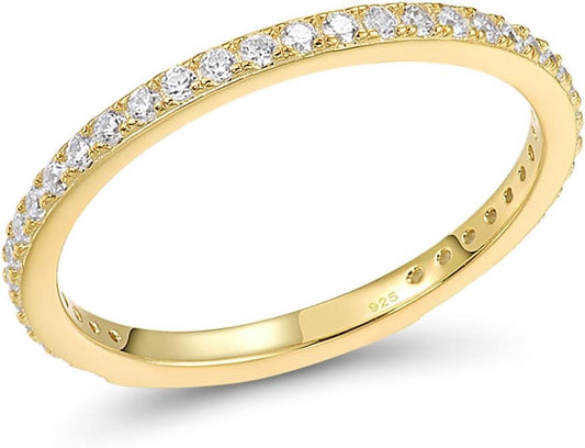 Santuzza 925 Sterling Silver Stackable Ring Engagement Wedding Band Stacking Ring for Women