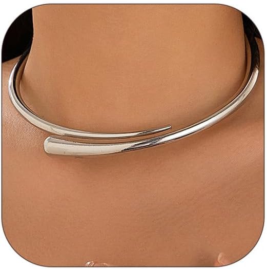 Gold Collar Necklace for Women Trendy African Jewelry Minimalist Statement Choker Metal Jewelry Gifts for Parties, Evenings, and Everyday Wear