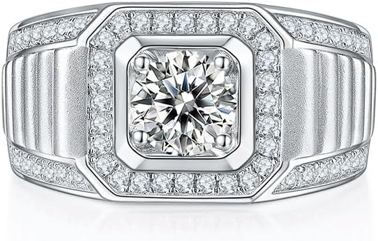 Brillique 14K Gold Bold Men's 1 Carat D-color VVS1 Diamond Wedding Ring, Bling Rings for Men, Father's Day Gift for Your Father