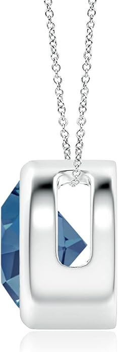 Angara Natural London Blue Topaz Solitaire Pendant for Women | Round Blue Topaz Pendant Necklace in 14K Solid Gold/Silver/Platinum With 18" Chain | December Birthday, Gemstone Jewelry Gift