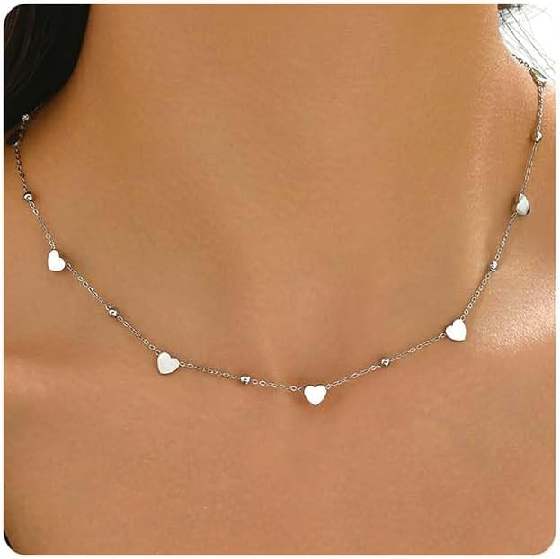 Gold Chain Necklace for Women 18K Gold Plated Stainless Steel Necklace Dainty Star Cross Heart Choker Chains Simple Delicate Minimalist Trendy Jewelry