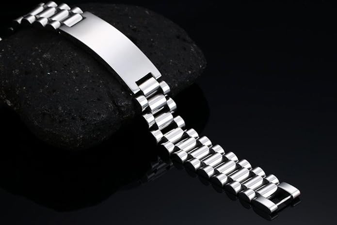 VNOX Masculine Watch Band Stainless Steel Link Bracelet Personalized Jewelry Gift for Men DAD Father Husband Boyfriend