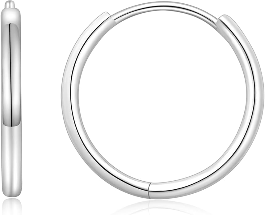 Monkton Huggie Earrings S925 Sterling Silver Minimalist Hoop Earrings - 14mm/16mm/18mm Chic Lightweight Hypoallergenic Women's Jewelry