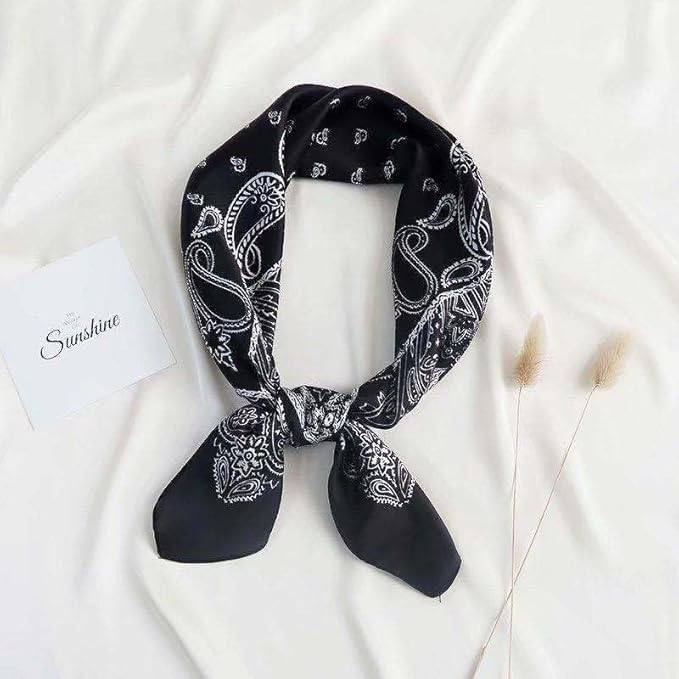 ANDANTINO 100% Mulberry Silk Square Scarf for Hair-25.6" X25.6'' Women Men Natural Silk Neckerchief Digital Printed Headscarf