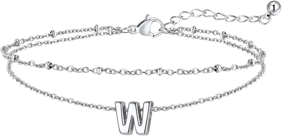 FaithHeart Initial Ankle Bracelets for Women, Waterproof 14k Gold Plated Initial Anklets Non Tarnish Stainless Steel Layered Anklet Summer Beach Foot Jewelry