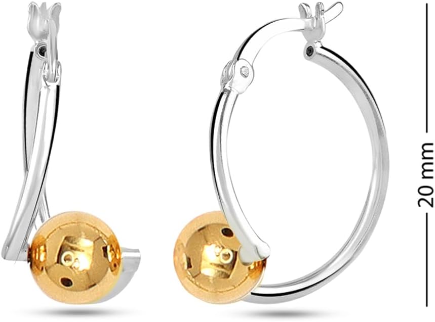 LeCalla 925 Sterling Silver Beaded Ball Hoop Earrings | Lightweight Sleeper Bead Ball Earring Hoops | Cape Style Hoop Earrings for Women