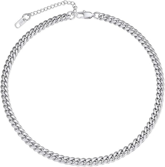 ChainsPro Chunky Miami Cuban Link Chains for Men,Stainless Steel Cuban Chain Necklace,4.8/6/10/14mm Width,No Tarnish& Thick Hip Hop Jewelry,18-30 inch Length, Black/Gold Plated/Silver,Send Gift Box