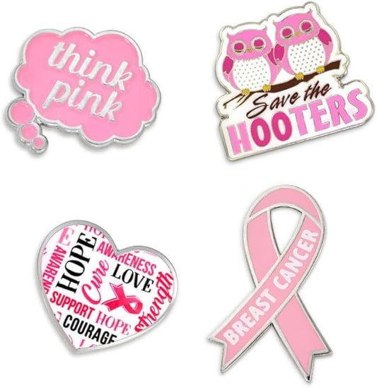 PinMarts Breast Cancer Ribbons and Breast Cancer Awareness Enamel Pins - Perfect Breast Cancer Gifts for Women, Events, Fundraisers, and Breast Cancer Awareness Decoration