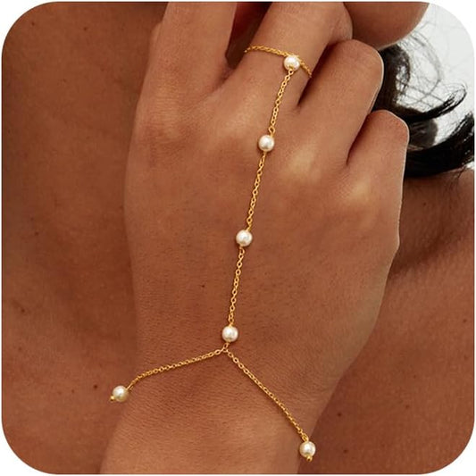 Hand Chain Bracelet for Women, Finger Ring Bracelets for Women Trendy, Dainty Simple Waterproof Bracelet Fashion Jewelry for Women