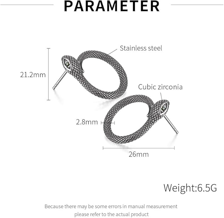 snake shaped personalized earrings with stainless steel pattern inlaid with emerald gemstones, showcasing unique charm for daily parties