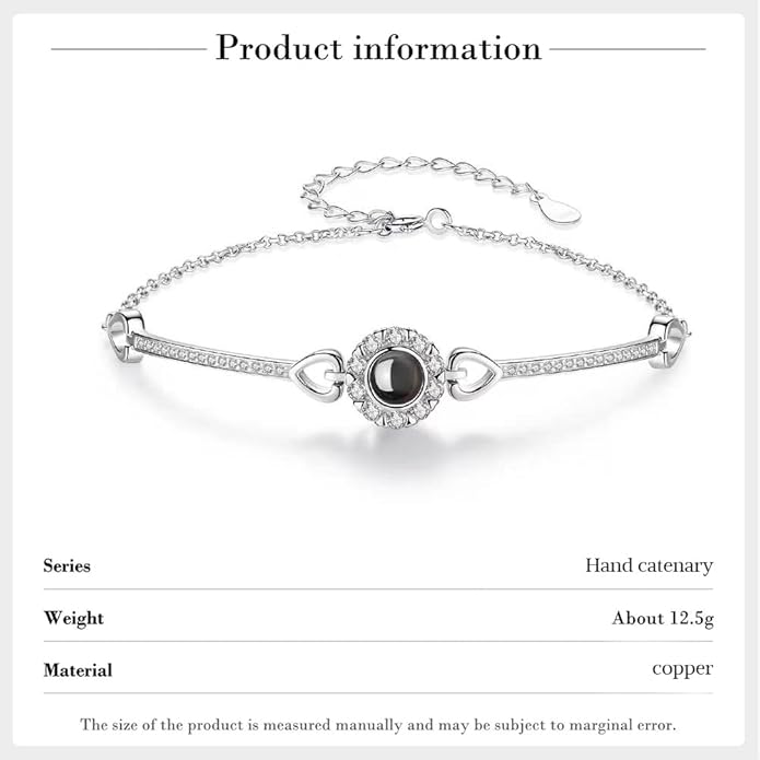 ROSI Personalized Bracelets with Picture Inside, Custom Projection Bracelets with Photos, Picture Bracelet Personalized Photo Gifts, Memorial Gifts for Women Mom Family Couple Girl