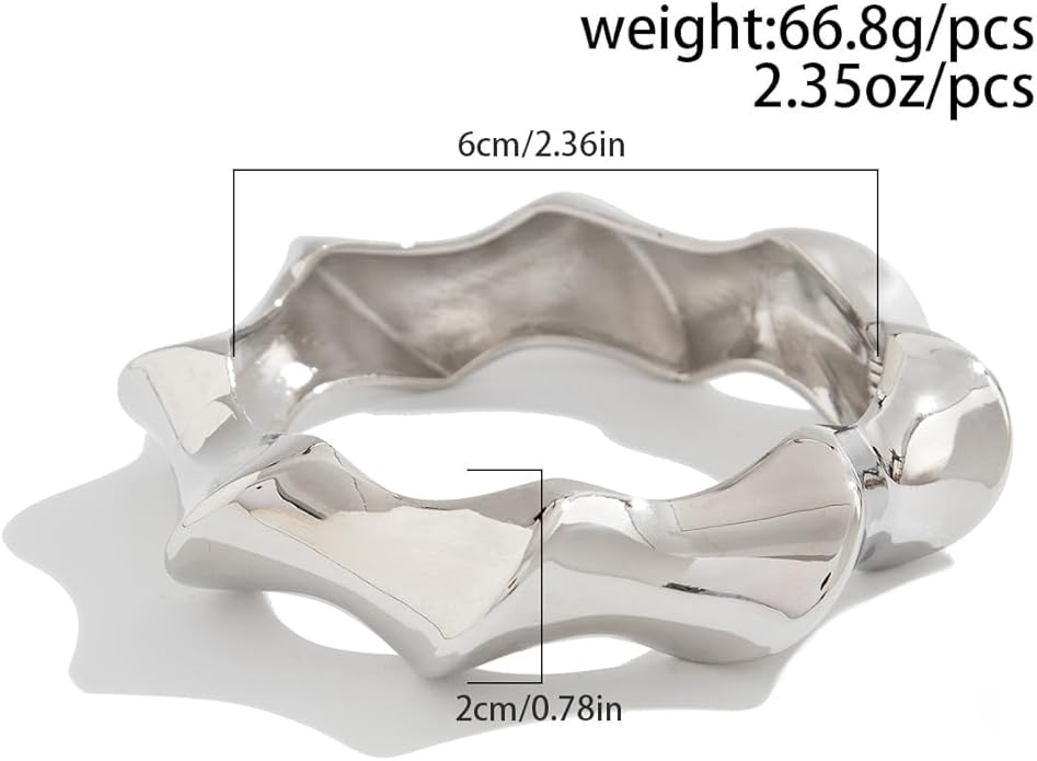 jokcde Chunky Gold/Silver Gold Cuff Bangle Bracelets for Women Trendy Hinged Cuff Open Wide Chunky Gold Bracelet Minimalist Bangle Jewelry Gift