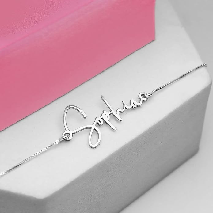 PicturesOnGold.com Custom Name Anklets for Women in Sterling Silver or 14K Gold Personalized Ankle Bracelet Jewelry With Any Name or Word