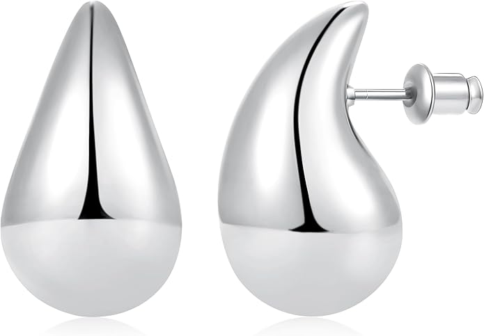 Gacimy Teardrop Earrings Dupes for Women 14K Gold Plated, Chunky Drop Earrings for Women with 925 Sterling Silver Post
