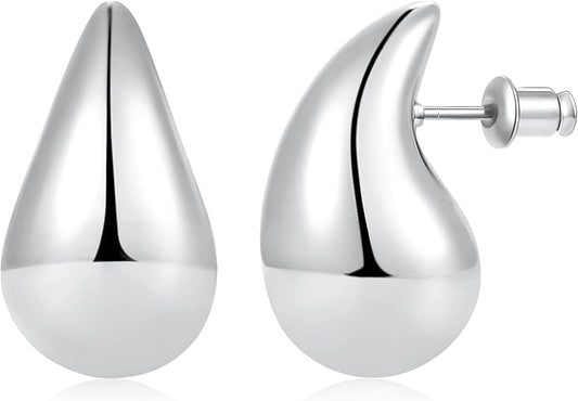 Gacimy Teardrop Earrings Dupes for Women 14K Gold Plated, Chunky Drop Earrings for Women with 925 Sterling Silver Post