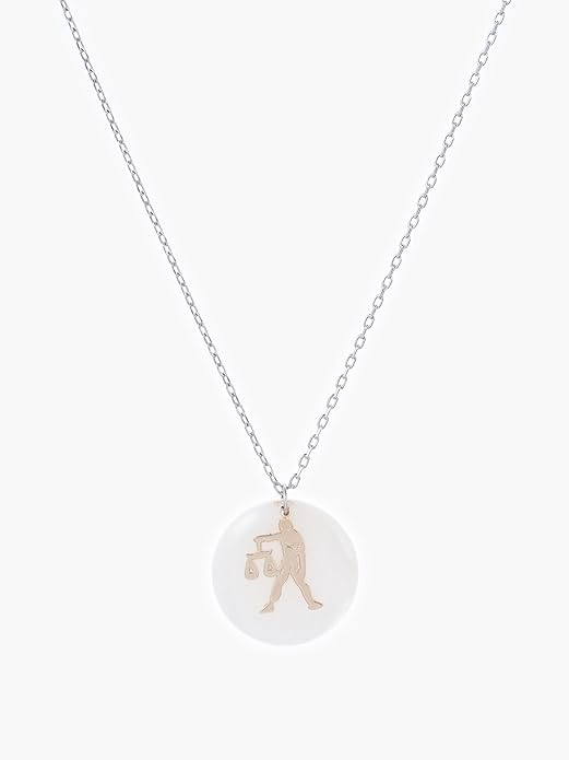 Zodiac Sign Necklace – Mother of Pearl Pendant – Available in Two Finish 925 Sterling Silver and 14K Gold Plated – Adjustable Chain – Horoscope Jewelry Gift with Zodiac Card & Gift Box