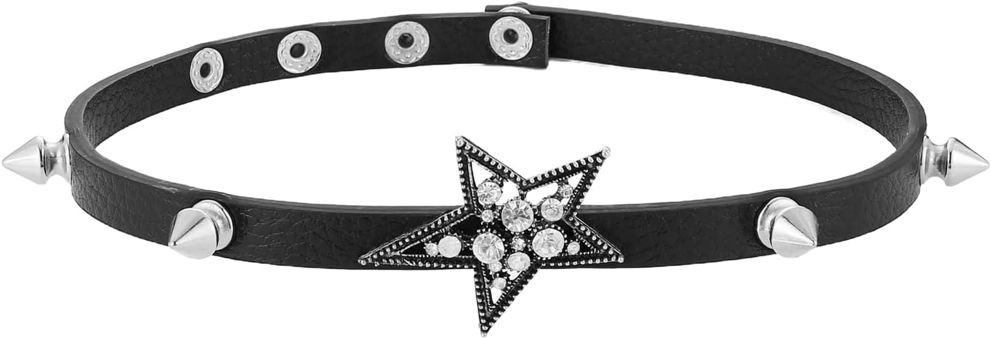 HZMAN Adjustable Goth Black Choker Necklace for Women 90s Collar, Emo Accessories