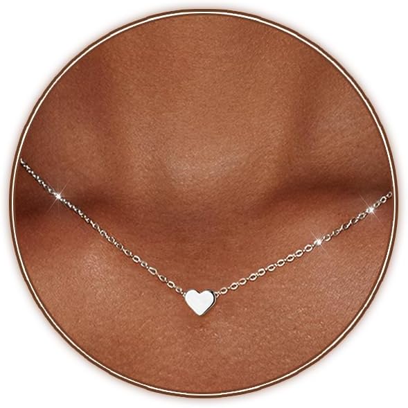Zeffy Dainty Gold Heart Necklace for Women Trendy 14K Gold/Silver Plate Cute Heart Pendant Choker Necklaces Gold Love Heart Chain Necklace for Women Dainty Gold Jewelry Gifts for Women