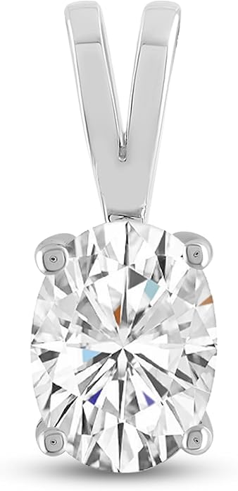 Everyday Elegance Solid 14K Gold Cubic Zirconia Solitaire Pendant Necklace for Women Heart, Princess, Round, Oval, Emerald, Pear & Cushion Cut 1 or 2 CTW | .60mm Thick 16" 18" Length Box Link Chain