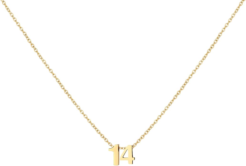 Number Necklace for Women Dainty 18K Gold Plated Pendant Necklace Charm Birth Month Personalized Jewelry Birthday Gift