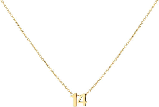 Number Necklace for Women Dainty 18K Gold Plated Pendant Necklace Charm Birth Month Personalized Jewelry Birthday Gift