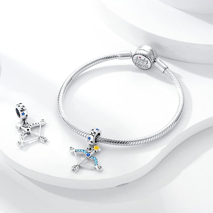 Parmuz Zodiac Sign Charms for Bracelet Necklace 925 Sterling Silver Charms 12 Constellation/Horoscope Star Dangle Birthstone Beads, Birthday Jewelry Gifts for Women Men