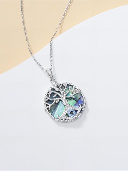 WINNICACA Sterling Silver Evil Eye Necklace Protection Crystal Pendant for Women Good Luck Vintage Evil Eye Pendant Jewelry Birthday Gifts for Women Friend Female