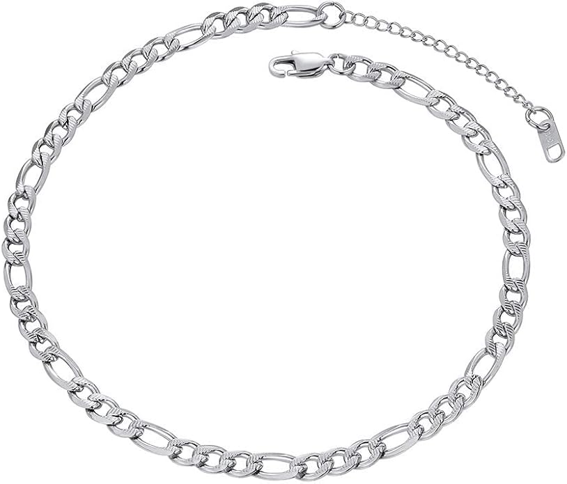 PROSTEEL 316L Stainless Steel Figaro Cuban Chain Necklace for Men, Black/18K Real Gold Plated, 4/5/6/7.5/9/10/13mm, 14inch-30inch, Come with Box