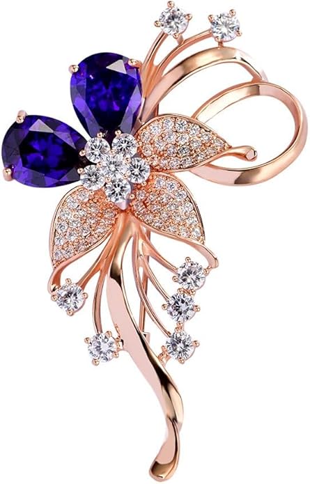 Flower Brooch for Women Girls Flower Rhinestone Brooch Gold Plated Lapel Pin Clothing Accessory Wedding Gift Fashion Jewelry for Mom Wife