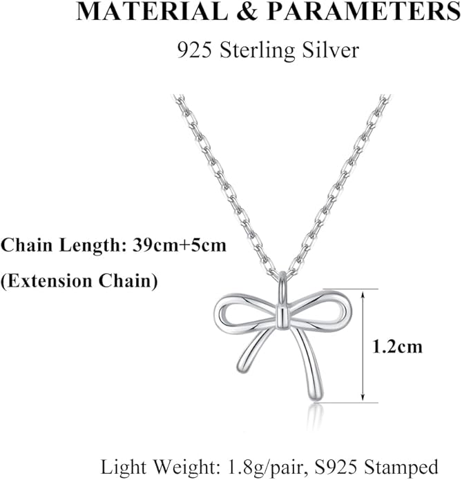 SLUYNZ Solid 925 Sterling Silver Bow Choker Necklace for Women Teens Simple Bowknot Pendant Necklace