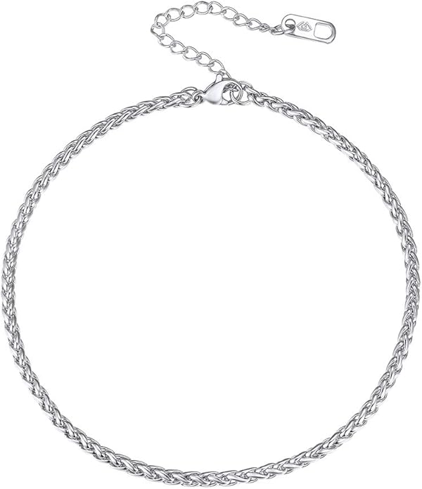 PROSTEEL Stainless Steel Chain Anklets for Women, Silver/Gold Tone, Ankle Bracelets Hypoallergenic, 8-10.5 Inch Adjustable, Come with Box