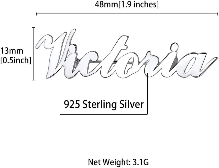 Custom4U Custom Name Pin Personalized Brooch Pins for Women Men Stainless Steel Name Tag with Letters/Initials - Silver/Gold/RoseGold/Black Customized Jewelry Gifts for Birthday Wedding Business Party