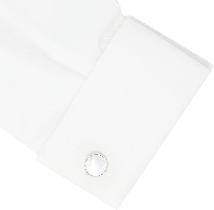 MENDEPOT Mother Of Pearl Cufflinks With Box Men Classic White Stone Cuff Links Wedding Groom Gift