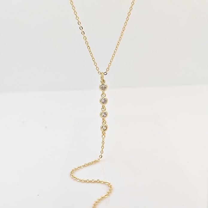 Lariat Gold Necklace for Women Trendy Dainty 14k Gold Plated/Silver Layered Chain Drop Necklaces Y-Shaped Necklace Jewelry for Women Gifts